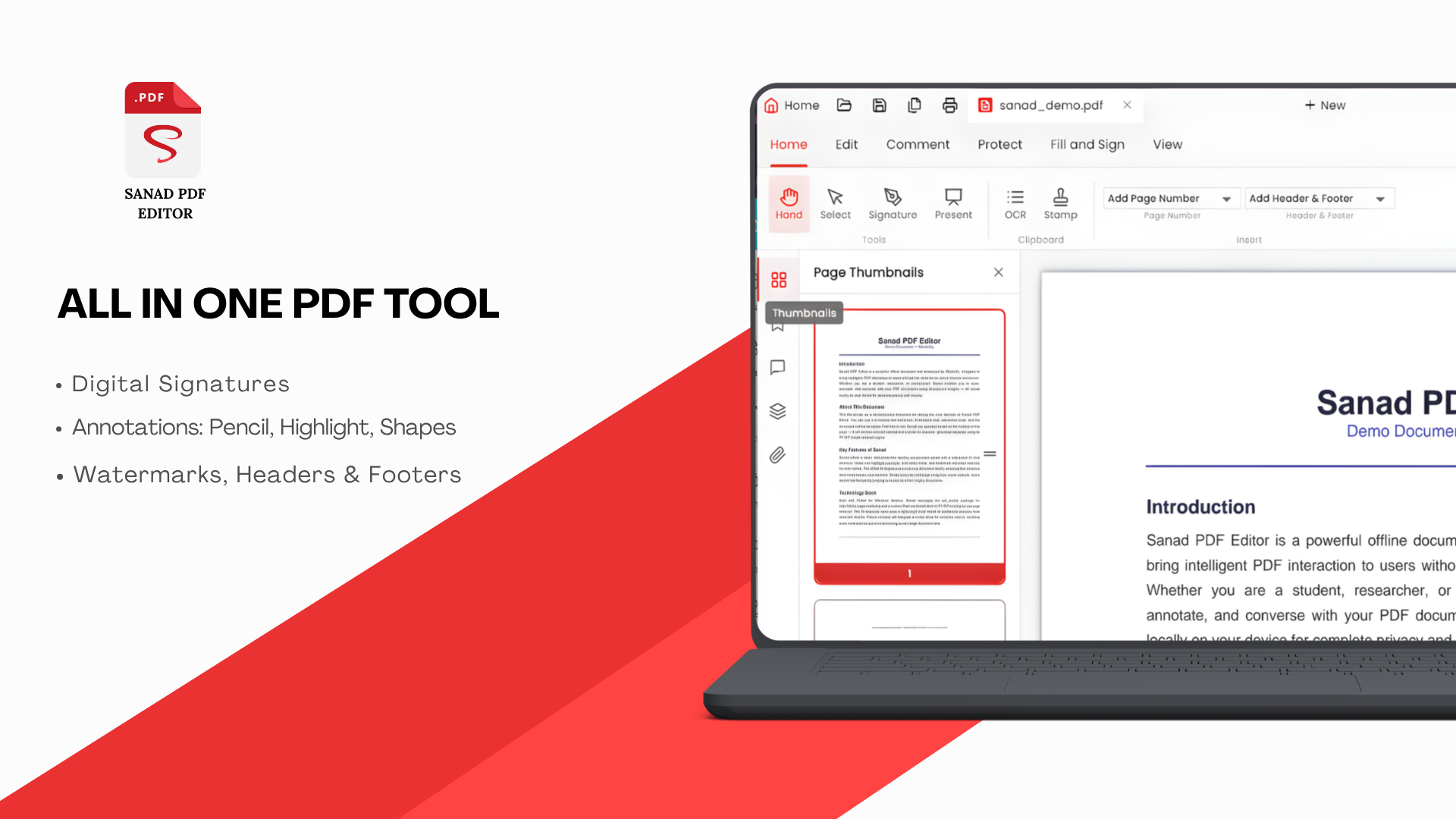 Sanad PDF Editor Windows Application Interface